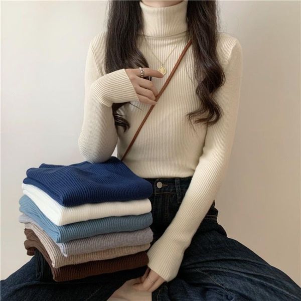women's sweaters 2021 autumn solid color slim long sleeve high neck versatile sweater pullover bottomed top, White;black
women's sweaters 2021 autumn solid color slim long sleeve high neck versatile sweater pullover bottomed top, White;black