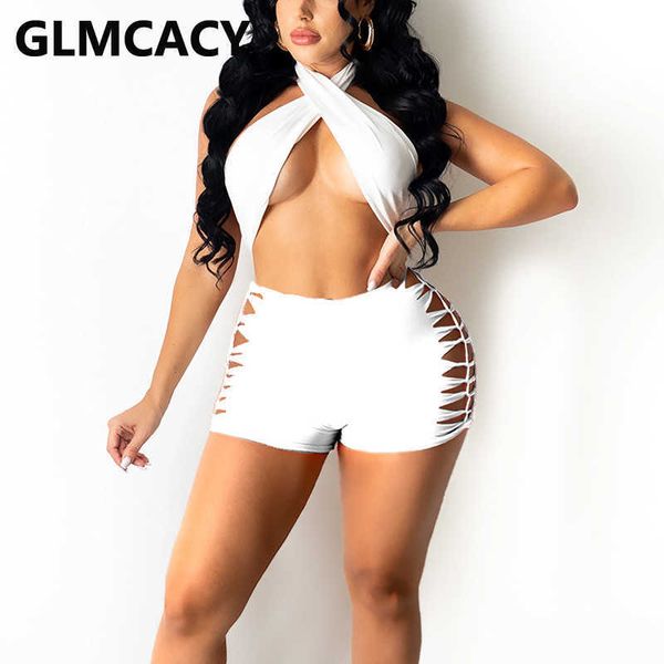 two piece party suits halter crop & ripped bodycon shorts set 210702, White
two piece party suits halter crop & ripped bodycon shorts set 210702, White