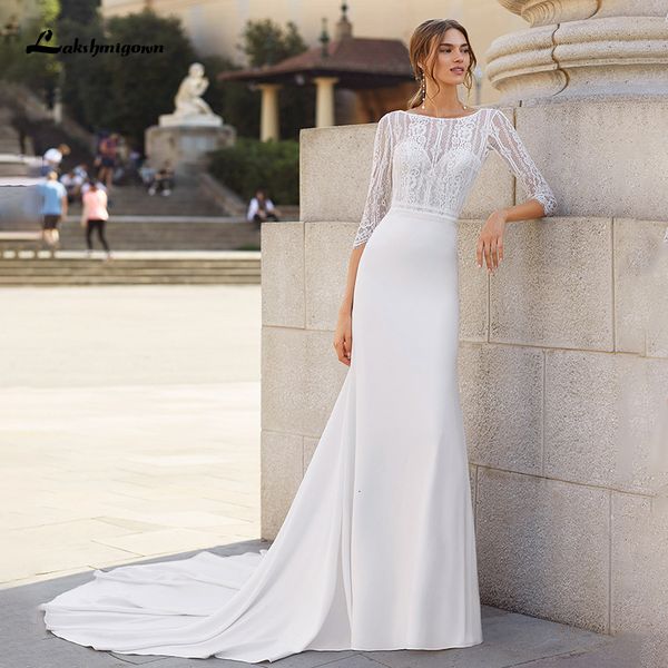 2021 new laksgmigown boho a-line chiffon wedding half sleeve backless vestido novia lace bridal gowns robe de mariee rqbn, White
2021 new laksgmigown boho a-line chiffon wedding half sleeve backless vestido novia lace bridal gowns robe de mariee rqbn, White