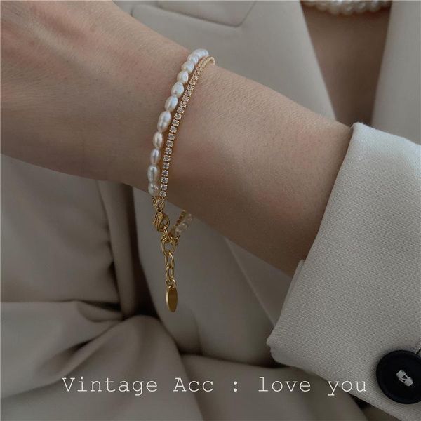 charm bracelets korean fashion double layer natural pearls zircon inlaid chain bracelet for women girls gold color exquisite jewelry, Golden;silver
charm bracelets korean fashion double layer natural pearls zircon inlaid chain bracelet for women girls gold color exquisite jewelry, Golden;silver