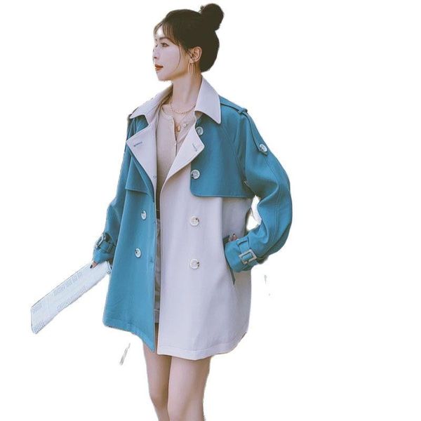 women's trench coats casual short windbreaker 2021 spring autumn korean style temperament splicing jacket women clothing d25, Tan;black
women's trench coats casual short windbreaker 2021 spring autumn korean style temperament splicing jacket women clothing d25, Tan;black