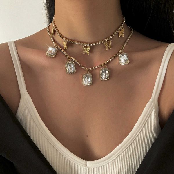 ornament temperament generous multi-layer claw chain diamond for women with simple butterfly combination neckl, Silver
ornament temperament generous multi-layer claw chain diamond for women with simple butterfly combination neckl, Silver