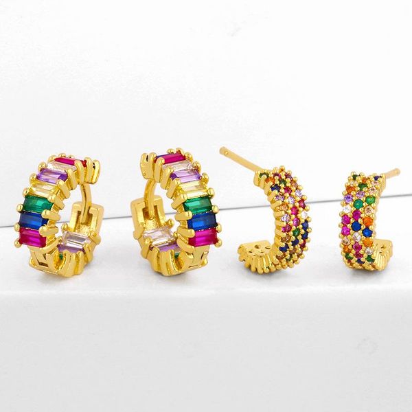 hoop & huggie creative colorful zircon round earrings geometric c-shaped ear buckles electroplated copper micro-inlaid color, Golden;silver
hoop & huggie creative colorful zircon round earrings geometric c-shaped ear buckles electroplated copper micro-inlaid color, Golden;silver