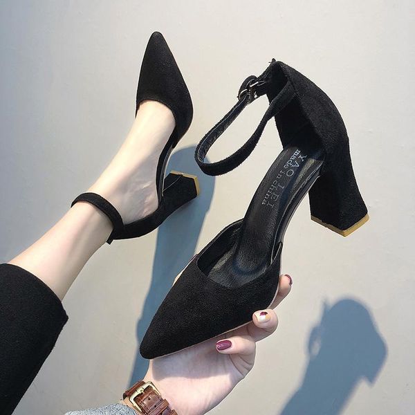 comfort shoes for women high heel sandals suit female beige buckle strap shallow mouth med high-heeled black block pointed velve
comfort shoes for women high heel sandals suit female beige buckle strap shallow mouth med high-heeled black block pointed velve