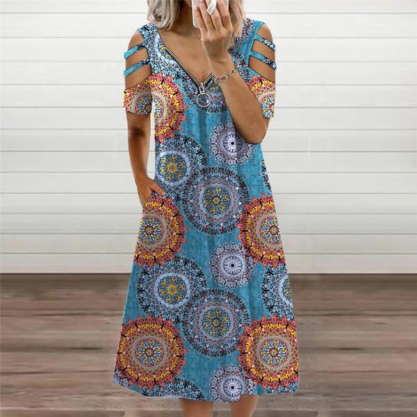 women's swimwear women summer dress ethnic mandala print zipper v-neck short sleeve long dresses pocket boho beach vestidos, White;black
women's swimwear women summer dress ethnic mandala print zipper v-neck short sleeve long dresses pocket boho beach vestidos, White;black