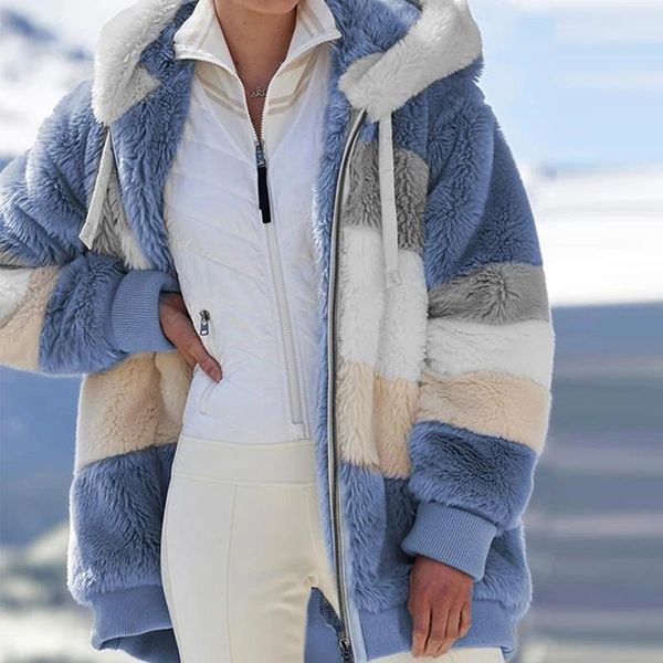 women's fur & faux winter women jacket warm plush casual loose hooded coat mixed color patchwork outwear zipper ladies parka coa, Black
women's fur & faux winter women jacket warm plush casual loose hooded coat mixed color patchwork outwear zipper ladies parka coa, Black