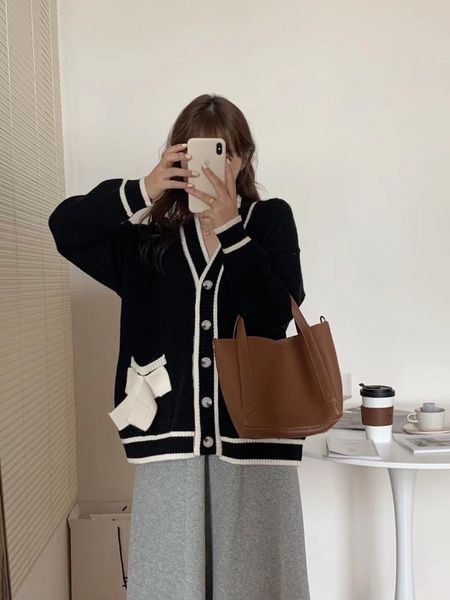 women's knits & tees pockets of fund 2021 autumn bowknot design han edition easy lazy wind v-neck knitting cardigan sweet girl, White
women's knits & tees pockets of fund 2021 autumn bowknot design han edition easy lazy wind v-neck knitting cardigan sweet girl, White