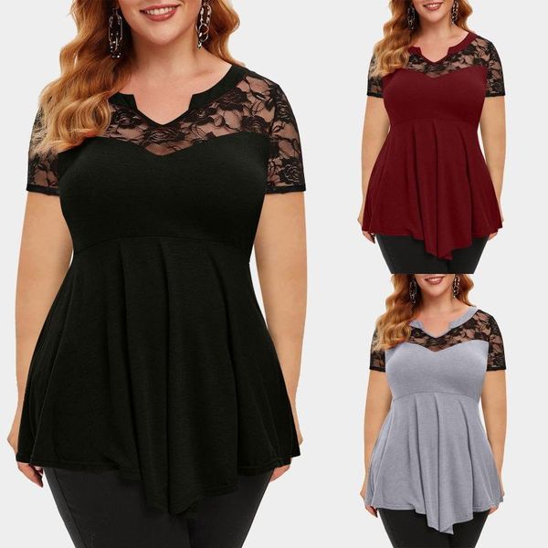 women's blouses & shirts plus size blouse lace neckline casual v neck short sleeve boho loose hem solid color fashion woman 2021, White
women's blouses & shirts plus size blouse lace neckline casual v neck short sleeve boho loose hem solid color fashion woman 2021, White