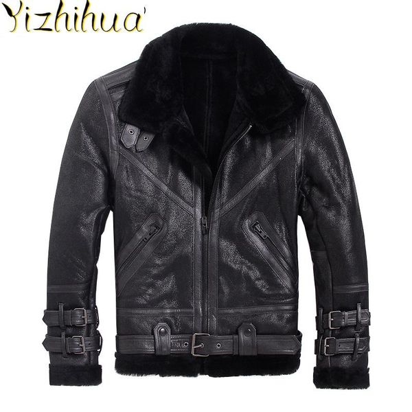 men's leather & faux azazel mens jacket winter sheepskin coat short genuine motorcycle sheep shearling for men wool lining, Black
men's leather & faux azazel mens jacket winter sheepskin coat short genuine motorcycle sheep shearling for men wool lining, Black