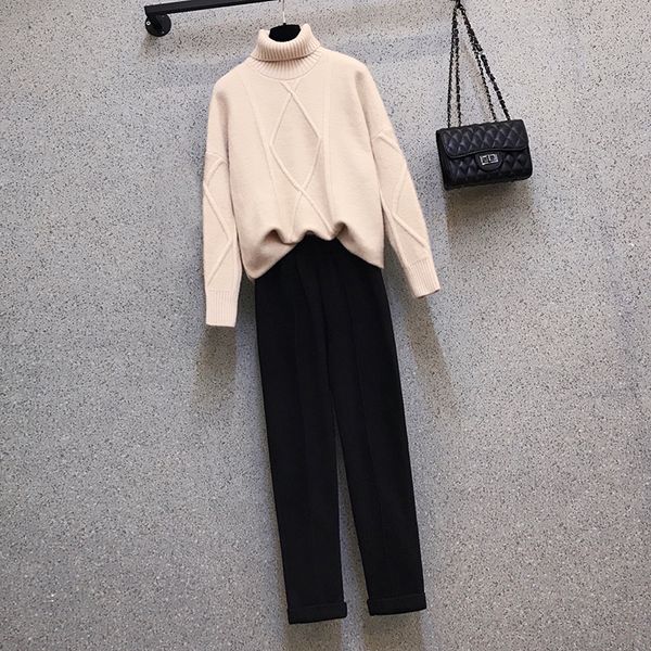 more female size 2021 new winter knitted or crocheted turtleneck sweater and thick woolen pants set of two clothing pieces 9pi5, Gray
more female size 2021 new winter knitted or crocheted turtleneck sweater and thick woolen pants set of two clothing pieces 9pi5, Gray