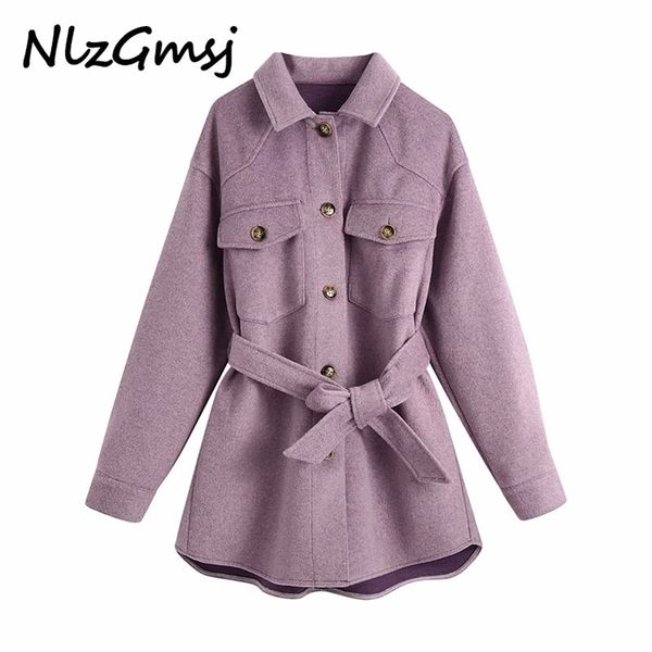women fashion with belt loose woolen jacket coat vintage long sleeve side pockets female outerwear chic overcoat 210628, Black;brown
women fashion with belt loose woolen jacket coat vintage long sleeve side pockets female outerwear chic overcoat 210628, Black;brown