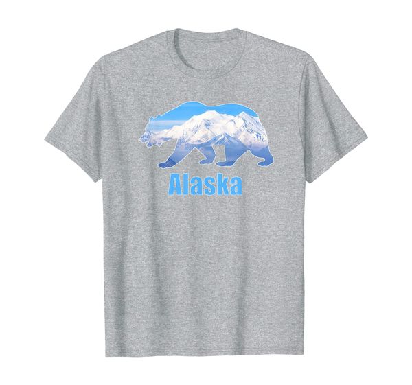 alaska bear gift souvenir keepsake alaskan snowy mountain t-shirt, White;black 
alaska bear gift souvenir keepsake alaskan snowy mountain t-shirt, White;black