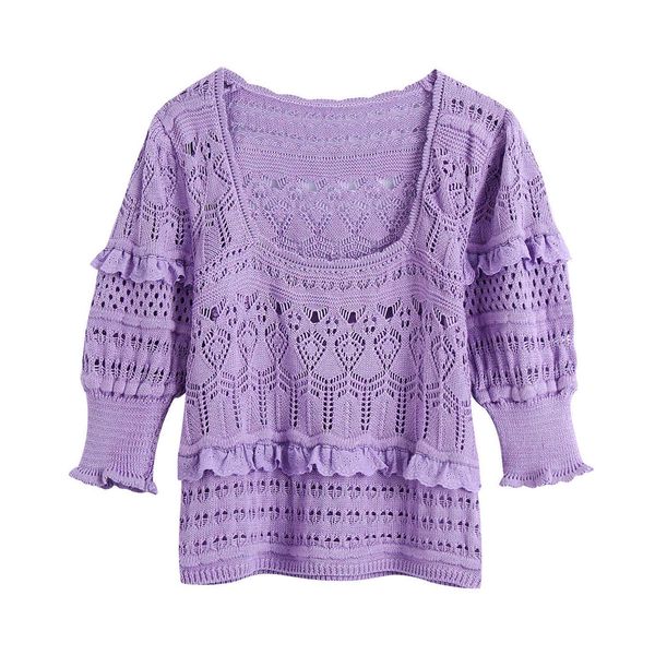 purple hollow out slim sweater lady summer flounced edge elegant fashion women square collar vintage camis girl y1110, White;black
purple hollow out slim sweater lady summer flounced edge elegant fashion women square collar vintage camis girl y1110, White;black