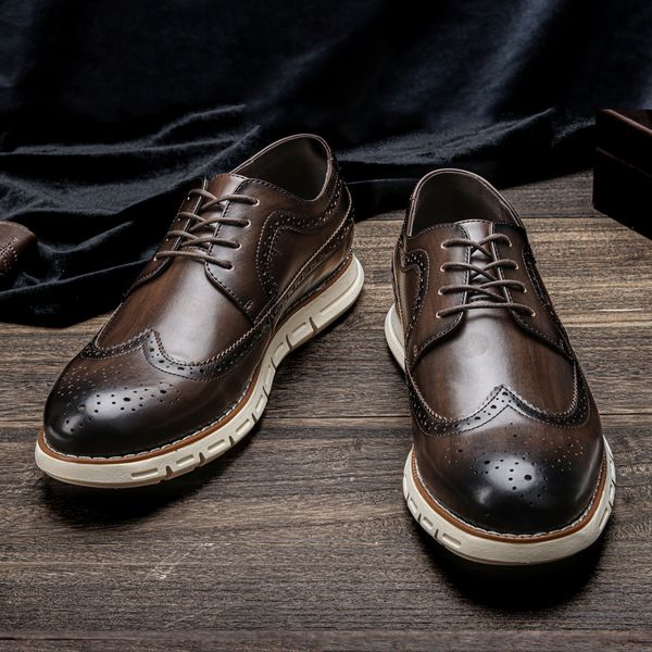men shoes fashion comfortable Brogue shoes 2021 brand men leather shoes #AL527Dress, Al525