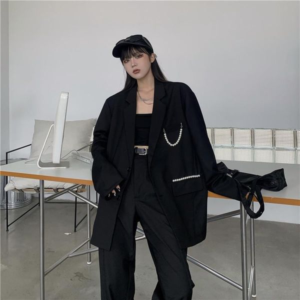 women's suits & blazers korean suit coat female 2021 autumn office lady outwear clothes y2k casual vintage high street women loose thin, White;black
women's suits & blazers korean suit coat female 2021 autumn office lady outwear clothes y2k casual vintage high street women loose thin, White;black