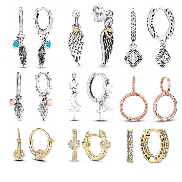 hoop & huggie 925 sterling silver earrings circular heart feather flower moon drop for women earings original fashion jewelry, Golden;silver
hoop & huggie 925 sterling silver earrings circular heart feather flower moon drop for women earings original fashion jewelry, Golden;silver