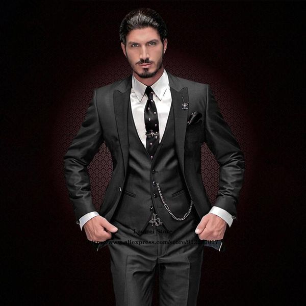 men's suits & blazers classic grey mens peaked lapel wedding groom tuxedo 3 piece jacket vest pants set male slim fit business blazer m, White;black
men's suits & blazers classic grey mens peaked lapel wedding groom tuxedo 3 piece jacket vest pants set male slim fit business blazer m, White;black