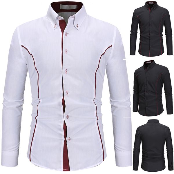 e-baihui 2021 spring and autumn new european and american men's shirts slim tailored tailored shirts striped casual long-sleeved shirts, White;black
e-baihui 2021 spring and autumn new european and american men's shirts slim tailored tailored shirts striped casual long-sleeved shirts, White;black