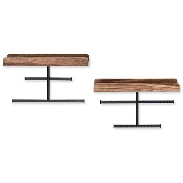 hooks & rails 2 set wall mounted hanging jewelry organizer display holder with wooden shelf storage rack for necklace bracelet earring
hooks & rails 2 set wall mounted hanging jewelry organizer display holder with wooden shelf storage rack for necklace bracelet earring