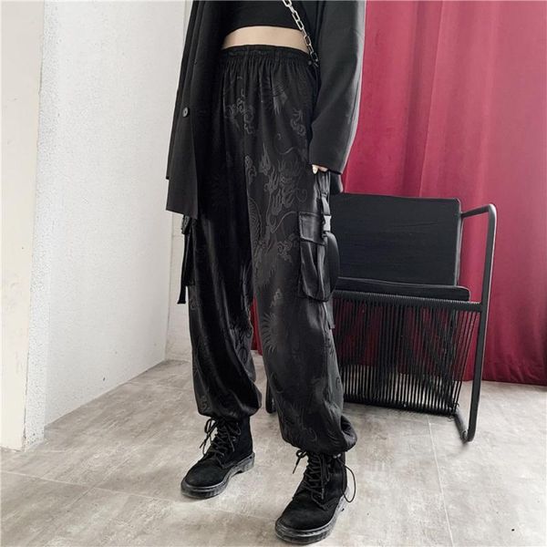 women's pants & capris dark fashion aesthetic women men dragon elastic waist straight wide leg trousers korean couples clothing gothic, Black;white
women's pants & capris dark fashion aesthetic women men dragon elastic waist straight wide leg trousers korean couples clothing gothic, Black;white