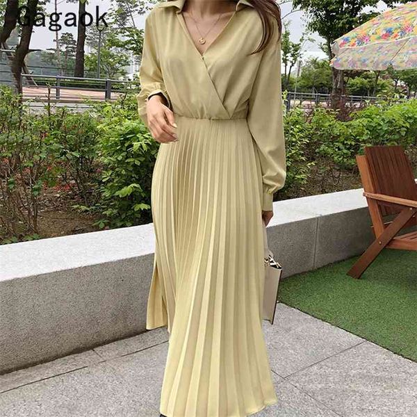 woman dress spring autumn office lady solid v-neck simple pleated dresses korean chic wild fashion vestidos 210531, Black;gray
woman dress spring autumn office lady solid v-neck simple pleated dresses korean chic wild fashion vestidos 210531, Black;gray