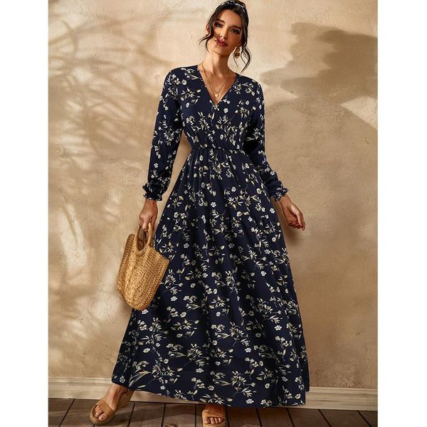 casual dresses elegant women v neck high waist autumn long sleeve dress floral print, Black;gray
casual dresses elegant women v neck high waist autumn long sleeve dress floral print, Black;gray