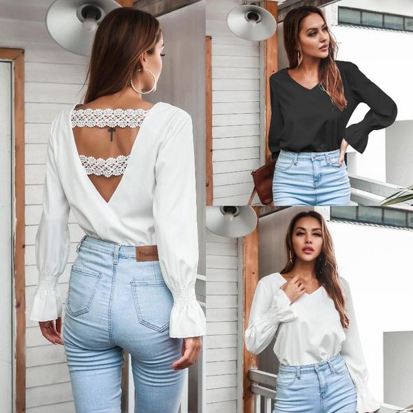 women's blouses & shirts elegant v neck loose chiffon backless blouse long sleeve white shirt office ladies casual solid flare womens
women's blouses & shirts elegant v neck loose chiffon backless blouse long sleeve white shirt office ladies casual solid flare womens
