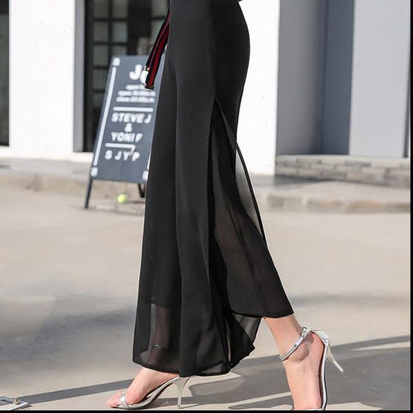 vintage loose high waist women pant long trousers chiffon side split casual palazzo pants wide leg pantalones, Black;white
vintage loose high waist women pant long trousers chiffon side split casual palazzo pants wide leg pantalones, Black;white
