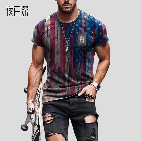 2021 youth geometric print slim t-shirt short sleeve men's wear, Gray;blue
2021 youth geometric print slim t-shirt short sleeve men's wear, Gray;blue