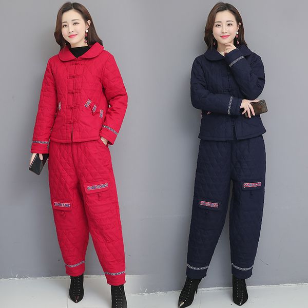 big size wind thickening together new winter clothes middle-aged and two-piece cotton linen 52um, Gray
big size wind thickening together new winter clothes middle-aged and two-piece cotton linen 52um, Gray