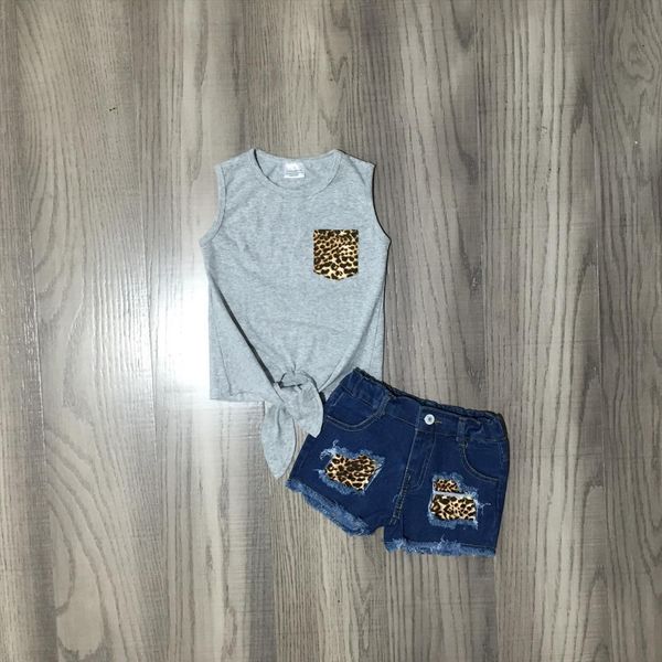 summer baby girls sleeveless clothes ruffles boutique grey tie knot leopard jeans shorts set outfits kids clothing, White
summer baby girls sleeveless clothes ruffles boutique grey tie knot leopard jeans shorts set outfits kids clothing, White