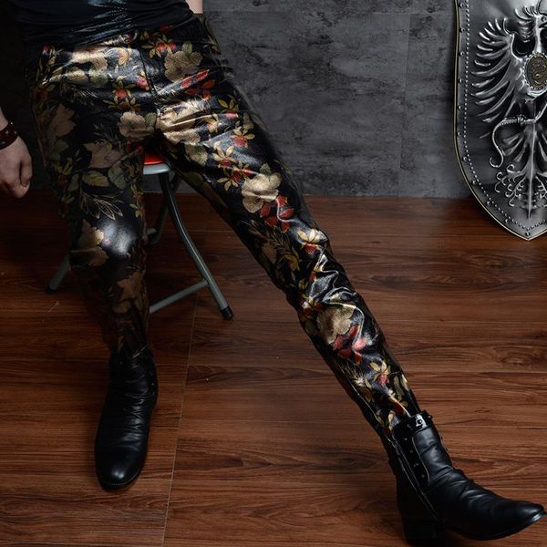 men's pants personalized printed leather men's korean-style slim-fit nightclub hip hop men camouflage trousers, Black
men's pants personalized printed leather men's korean-style slim-fit nightclub hip hop men camouflage trousers, Black