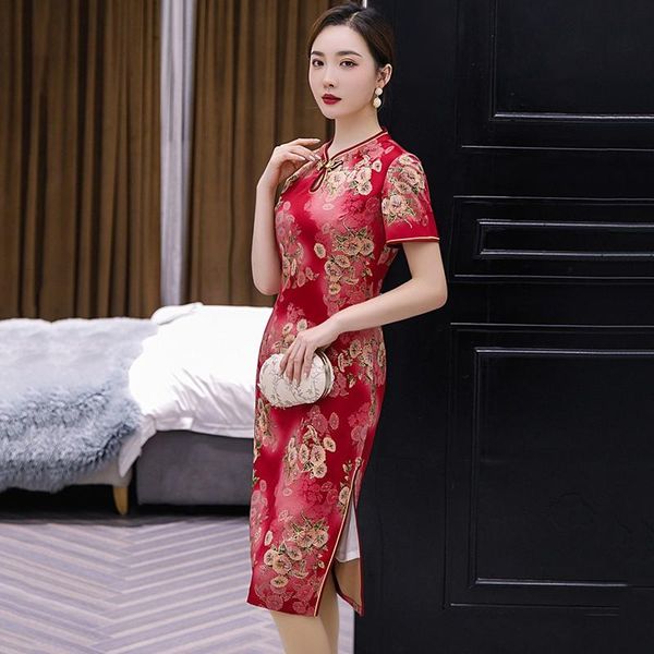 ethnic clothing big size women vintage button trim exquisite cheongsam summer elegant o-neck short sleeve chinese dress sweet flower print q, Red
ethnic clothing big size women vintage button trim exquisite cheongsam summer elegant o-neck short sleeve chinese dress sweet flower print q, Red