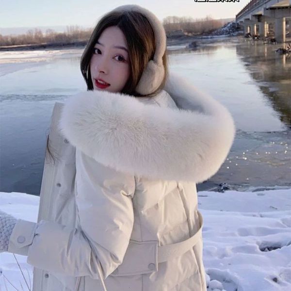 season real down jacket women's knee length thickened waist special price white winter coat, Black
season real down jacket women's knee length thickened waist special price white winter coat, Black