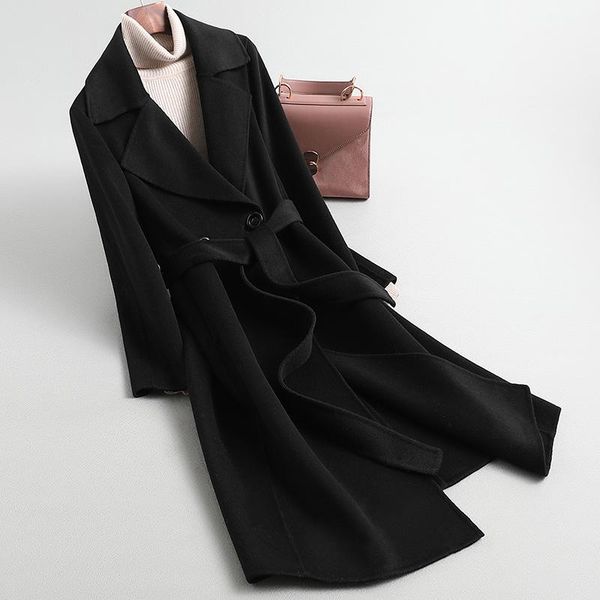women's wool & blends mid-length double sided 100% jacket women 2021 autumn slim turn-down collar winter coat korean outerwear female c, Black
women's wool & blends mid-length double sided 100% jacket women 2021 autumn slim turn-down collar winter coat korean outerwear female c, Black