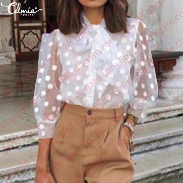 celmia summer shirt women embroidery mesh see-through fashion white blouse 3/4 sleeve bow polka dot blusas mujer plus size
celmia summer shirt women embroidery mesh see-through fashion white blouse 3/4 sleeve bow polka dot blusas mujer plus size