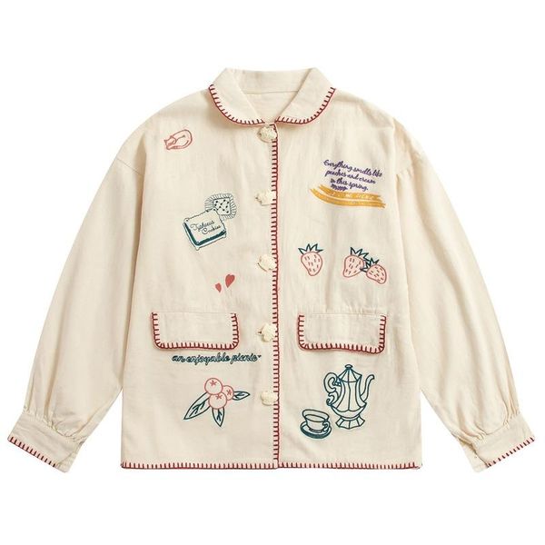 women's jackets pattern embroidery harakuju women long sleeve turndwon collar coats single-breasted casual preppy style outerwear, Black;brown
women's jackets pattern embroidery harakuju women long sleeve turndwon collar coats single-breasted casual preppy style outerwear, Black;brown