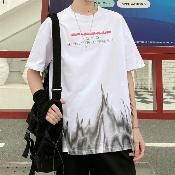 men's t-shirts short t-shirt fashion brand dark graffiti flame print hip hop loose and versatile bf style casual half sleeve t shirt, White;black
men's t-shirts short t-shirt fashion brand dark graffiti flame print hip hop loose and versatile bf style casual half sleeve t shirt, White;black