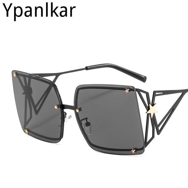 sunglasses pentagram oversized rimless square women trendy fashion ladies retro red brown tinted color lens uv, White;black
sunglasses pentagram oversized rimless square women trendy fashion ladies retro red brown tinted color lens uv, White;black