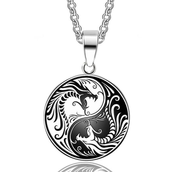 pendant necklaces classic retro trend punk mythology style yin and yang poles tai chi double dragon men antique necklace, Silver
pendant necklaces classic retro trend punk mythology style yin and yang poles tai chi double dragon men antique necklace, Silver