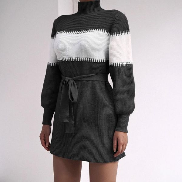 casual dresses striped stitching slim commuter color matching semi-high collar knit lace-up office sweater dress for woman autumn winter, Black;gray
casual dresses striped stitching slim commuter color matching semi-high collar knit lace-up office sweater dress for woman autumn winter, Black;gray