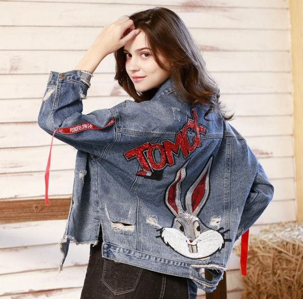 women's jackets arrival women denim sequins irregular ripped spring coats female hole small s/ jeans jaqueta j2734, Black;brown
women's jackets arrival women denim sequins irregular ripped spring coats female hole small s/ jeans jaqueta j2734, Black;brown