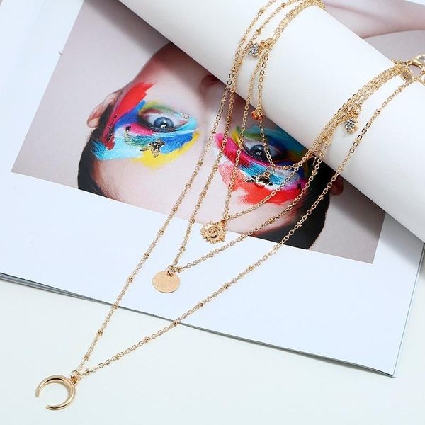 chains boho multilayer pendants necklaces for women punk sun moon gold layered fashion bohemian choker collier jewelry, Silver
chains boho multilayer pendants necklaces for women punk sun moon gold layered fashion bohemian choker collier jewelry, Silver