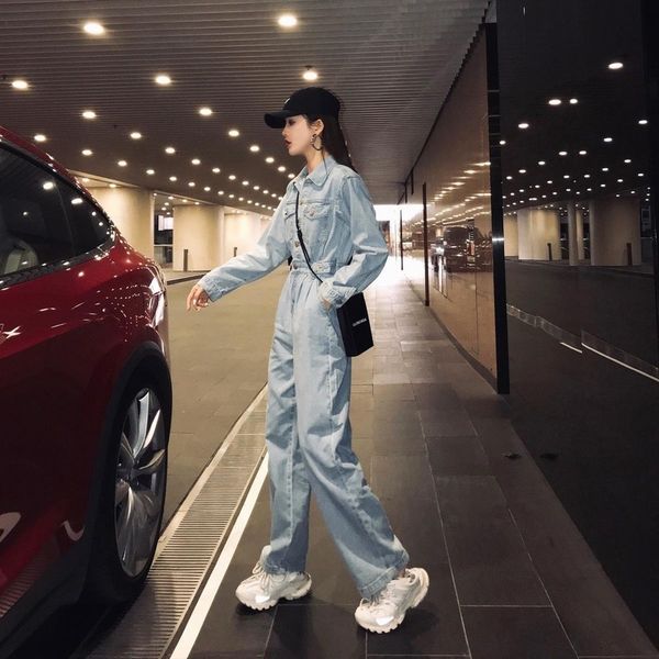 retro mode denim women's overalls spring loose jeans with pockets y621 dtn7, White;black
retro mode denim women's overalls spring loose jeans with pockets y621 dtn7, White;black