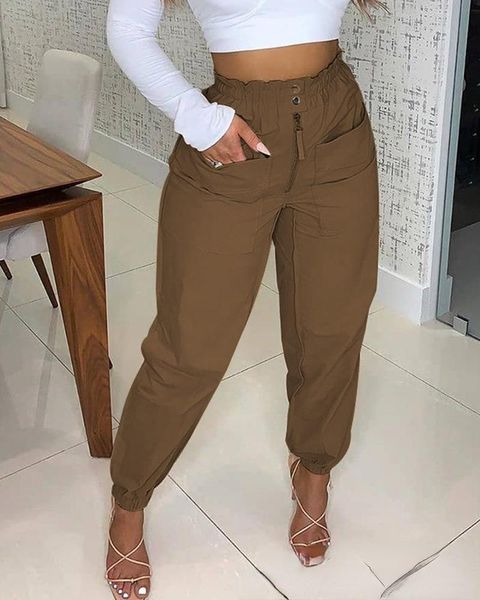 women's pants & capris casual women elastic waist trousers zipper button pocket design 2021, Black;white
women's pants & capris casual women elastic waist trousers zipper button pocket design 2021, Black;white