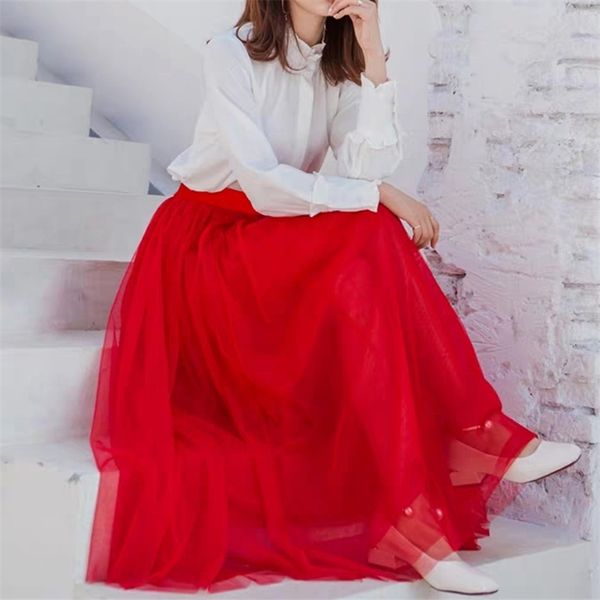 spring summer red extra long mesh skirt office lady vintage expansion bohemian beach travel high street elastic waist skirts 210311, Black
spring summer red extra long mesh skirt office lady vintage expansion bohemian beach travel high street elastic waist skirts 210311, Black