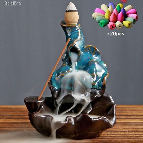 fragrance lamps ceramic backflow incense burner creative lotus little monk waterfall smoke stick holder home decor + 20pcs cones
fragrance lamps ceramic backflow incense burner creative lotus little monk waterfall smoke stick holder home decor + 20pcs cones