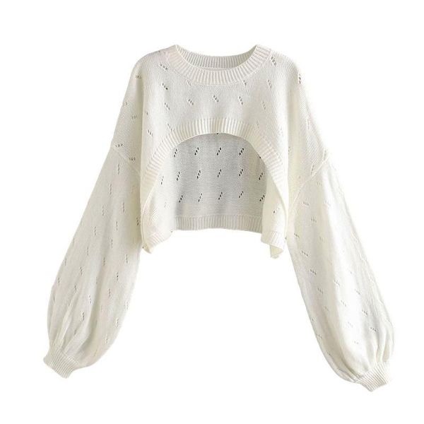 women's sweaters fashion drop shoulder mesh knitted shawl pullover loose lantern long sleeve short wild spring, White;black
women's sweaters fashion drop shoulder mesh knitted shawl pullover loose lantern long sleeve short wild spring, White;black