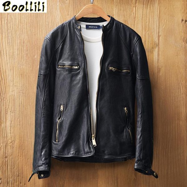 men's leather & faux boollili real genuine jacket men 100% sheepskin coat vintage korean slim motorcycle jackets, Black
men's leather & faux boollili real genuine jacket men 100% sheepskin coat vintage korean slim motorcycle jackets, Black