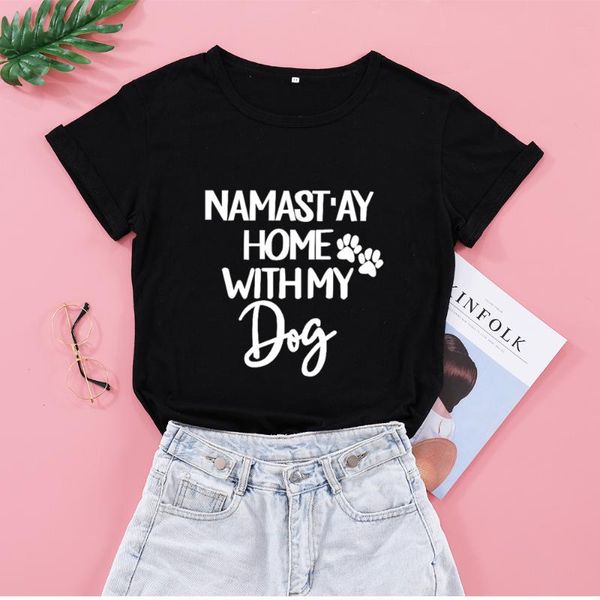 women's t-shirt namastay home with my dog mom fashion letter female mama clothing cotton short sleeve tees aesthetic casual mother shir, White
women's t-shirt namastay home with my dog mom fashion letter female mama clothing cotton short sleeve tees aesthetic casual mother shir, White